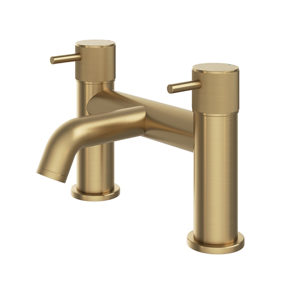 Product Cut out image of the Abacus Iso Pro Brushed Brass Deck Mounted Bath Filler